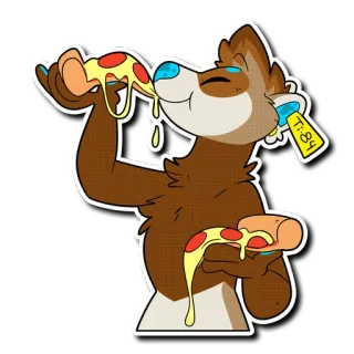 🍕 Ti:84 хорек, пицца, мультфильм, млекопитающее, милый, пушистый, иллюстрация telegram sticker