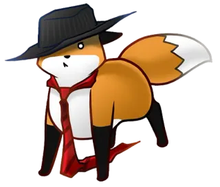 🧐 zorro, animal, dibujos animados, sombrero, corbata, antropomórfico telegram sticker