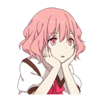 😑 animé, fille, cheveux roses, dessin animé, mignon, manga whatsapp sticker
