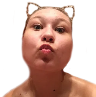 😘 女人, 自拍, 脸, 猫耳朵, 亲吻, 肖像 whatsapp sticker