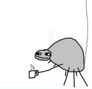 🙁 araña, café, dibujo animado, dibujo, gracioso, meme telegram sticker