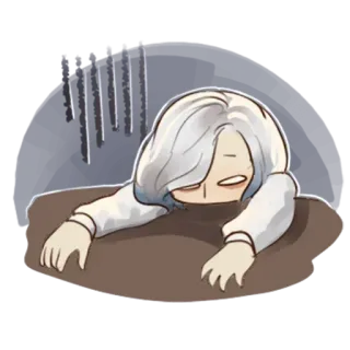 😱 fatigué, triste, épuisé, animé, manga, cheveux blancs telegram sticker