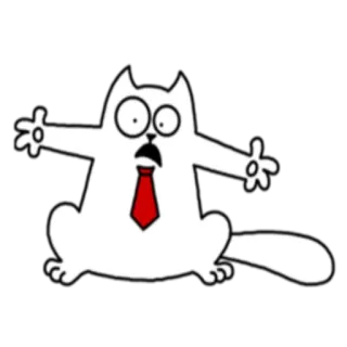 🤗 gato, desenho animado, gravata, assustado, gato branco whatsapp sticker