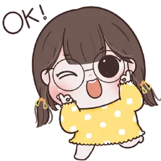 🥨 OK! Cartone animato, Ragazza, Carino, Okay, Positivo, Affermativo telegram sticker