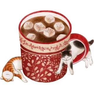 ☕️ 핫초코, 코코아, 고양이, 머그컵, 귀여운, 겨울 telegram sticker