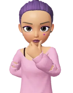 🤔 desenho animado, avatar, cabelo roxo, rosa, personagem telegram sticker