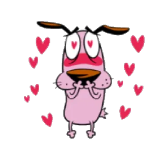 😍 Courage the Cowardly Dog การ์ตูน, สุนัข, หัวใจ, สุนัขจอมแหย, รัก telegram sticker