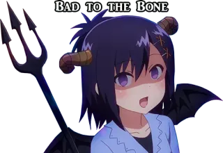 😈 BAD TO THE BONE anime, demon, horns, wings, devil, bad to the bone telegram sticker