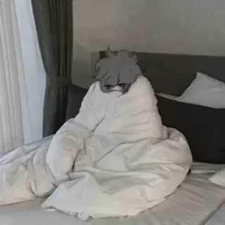 🍵 Anime, Selimut, Tempat Tidur, Mengantuk, Nyaman, Dalam Ruangan whatsapp sticker
