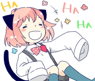 🤣 HA Anime, Desenho animado, Risada, Fofo, Orelhas de gato, Sorrindo telegram sticker