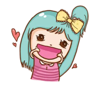😄 Mädchen, Cartoon, Süß, Herz, Sticker, Figur telegram sticker
