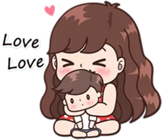 ❤ Love Love amor, dibujos animados, lindo, abrazo, cariño, familia telegram sticker