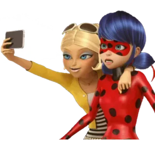 🤳 Ladybug Miraculous: Tales of Ladybug & Cat Noir мультфильм, Леди Баг и Супер-Кот, Леди Баг, селфи, мультяшный персонаж telegram sticker