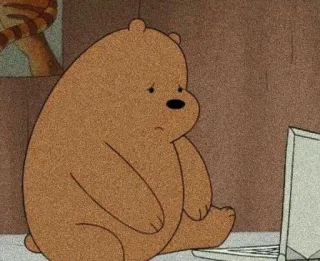 ✨ Grizz We Bare Bears Dibujo animado, Oso, Solo, Triste, Portátil, Animación telegram sticker