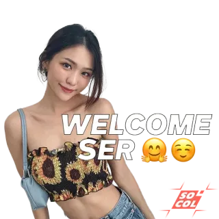 🤗 WELCOME SER benvenuto, saluto, donna, testo, persona telegram sticker