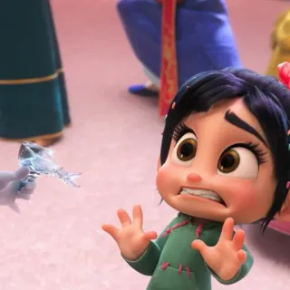 🦋 Vanellope von Schweetz Wreck-It Ralph cartoon, disney, fearful, expression, kid, character whatsapp sticker