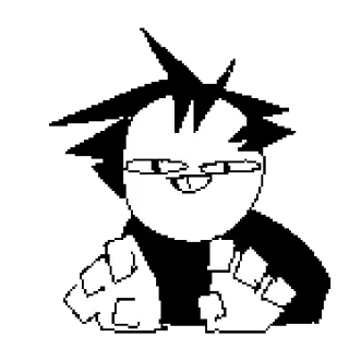 😏 dibujo animado, sonrisa burlona, personaje, divertido, simple, garabato telegram sticker