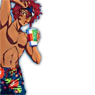 🦔 anime, cartoon, male, drink, character whatsapp sticker