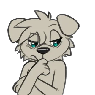 😒 dog, thinking, furry, cartoon, doubt, anthropomorphic, questioning whatsapp sticker