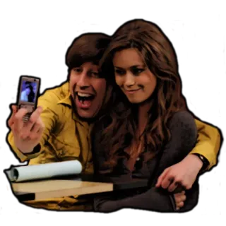 💑 Howard Wolowitz The Big Bang Theory Howard Wolowitz, The Big Bang Theory, pareja, selfie, Bernadette Rostenkowski, relación telegram sticker