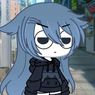 🫂 anime girl, gacha, digital art, avatar, cartoon, blue hair telegram sticker