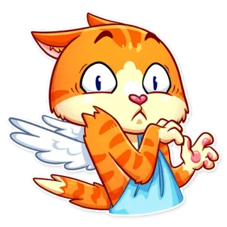 😨 고양이, 천사, 만화, 귀여운, 스티커 whatsapp sticker