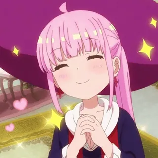 🤩 动漫, 漫画, 可爱, 粉色头发, 女孩, 卡通, 开心, 微笑 whatsapp sticker