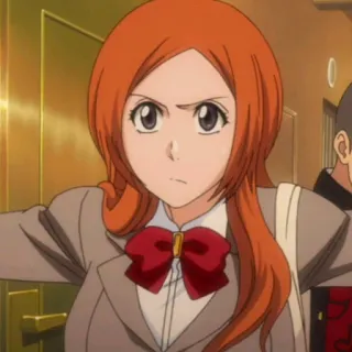 😠 Orihime Inoue Bleach anime, character, girl, school uniform, orihime inoue, bleach telegram sticker