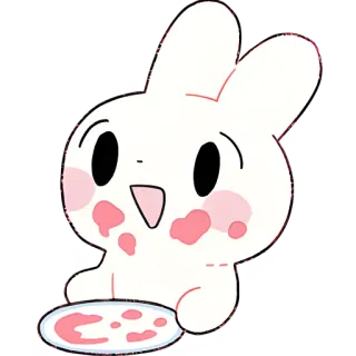 🤤 thỏ, động vật, kawaii, dễ thương, hoạt hình, thỏ con, đồ ăn, đĩa telegram sticker