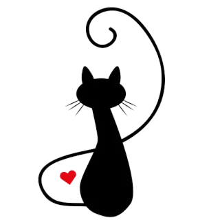 😏 kot, serce, sylwetka, zwierzę, zwierzak, słodki telegram sticker