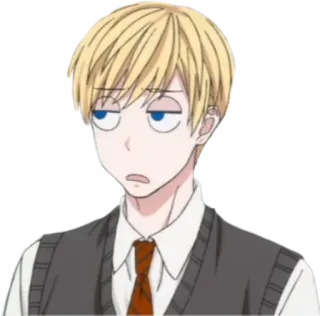 😑 Anime, Rubio, Expresión, Dibujo animado, Personaje telegram sticker