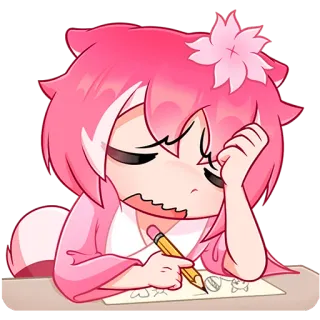 😮‍💨 cartoon, girl, drawing, pencil, cute, anime, kawaii telegram sticker