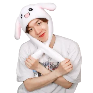 😊 lapin, chapeau, k-pop, idol, mignon, personne, homme, portrait whatsapp sticker