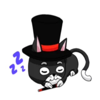 😴 gato, dormindo, cartola, animal, desenho animado, sonolento, fofo, kawaii telegram sticker