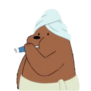 🐼 Grizzly We Bare Bears Desenho animado, Urso, Toalha, Banheiro, Escova de dentes, We Bare Bears, Grizzly telegram sticker