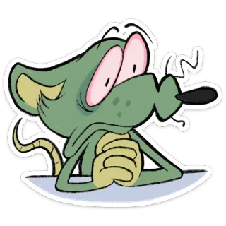 ⭐ 쥐, 만화, 동물, 졸린, 피곤한, 일러스트, 스티커 whatsapp sticker
