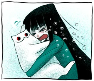 🐱 abraço, chorando, anime, desenho animado, triste, garota, desenho animado telegram sticker