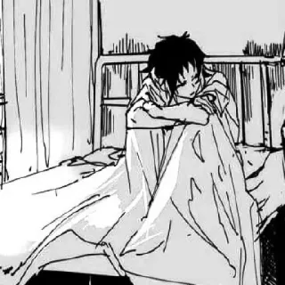 🐈‍⬛️ triste, depresión, monocromo, solo, cama, hospital telegram sticker