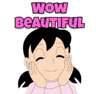 😍 WOW BEAUTIFUL dễ thương, đáng yêu, wow, đẹp, vui vẻ/hạnh phúc whatsapp sticker