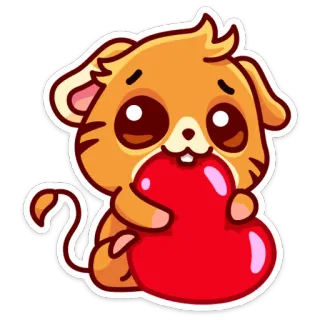 ❤️ мультфильм, животное, милый, сердце, любовь, каваий telegram sticker