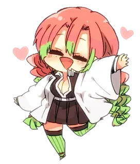 💖 Mitsuri Kanroji Demon Slayer 动漫, 漫画, Q版, 鬼灭之刃, 蜜璃, 甘露寺 whatsapp sticker
