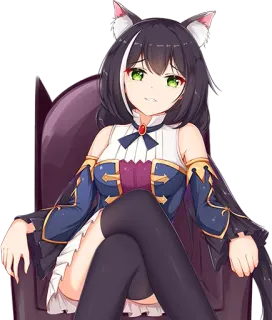 😏 anime, catgirl, female, sitting, character, woman telegram sticker
