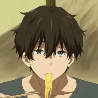 💞 Anime, Ragazzo, Mangiare, Noodles, Personaggio telegram sticker
