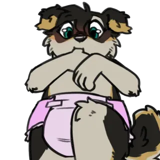 💰 furry, puppy, diaper, abdl, cartoon, cute, anthropomorphic, dog whatsapp sticker