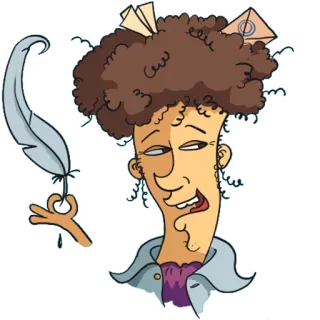 ✍ การ์ตูน, นักเขียน, ปากกาขนนก, จดหมาย, ท่าทาง telegram sticker