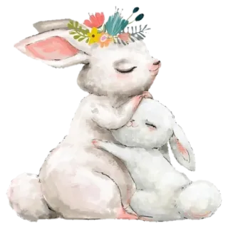 💕 зайчик, кролики, животные, милый, каваи, цветы, акварель telegram sticker