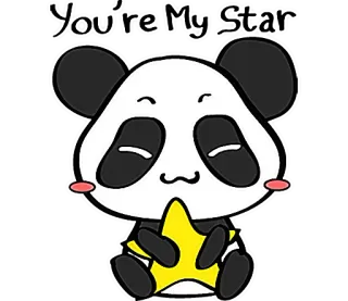 🎖 panda, cartoon, animal, cute, star, sticker telegram sticker