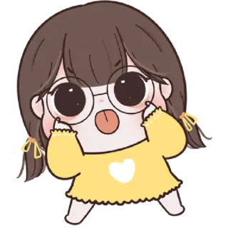 🥨 carino, ragazza, cartone animato, anime, cuore, occhiali, espressione, divertente, sciocco telegram sticker