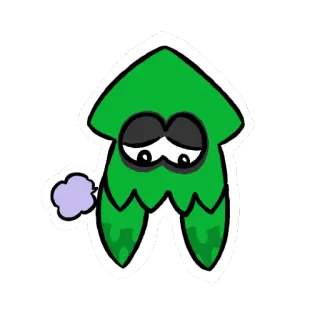 😰 verde, lula, triste, desenho animado, adesivo, animal telegram sticker