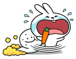 😭 Cartoon, Hase, Kaninchen, weinend, traurig, Karotte, laufend telegram sticker